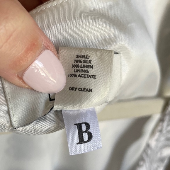 Ann Taylor Loft Silk Linen Blend Floral Paisley Sheath Dress in White Grey 10 - Picture 5 of 5